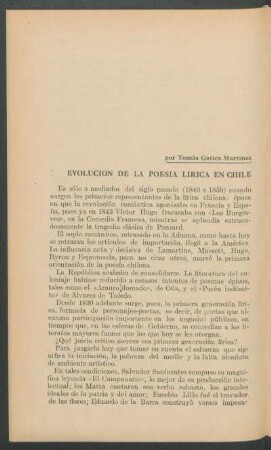 La evolución de la poesía lírica en Chile