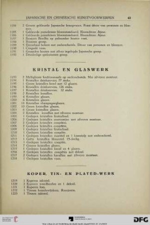 Kristal en glaswerk (Nr. 1193-1218)
