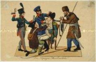 Karikatur auf die Niederlage Napoleons in der Völkerschlacht