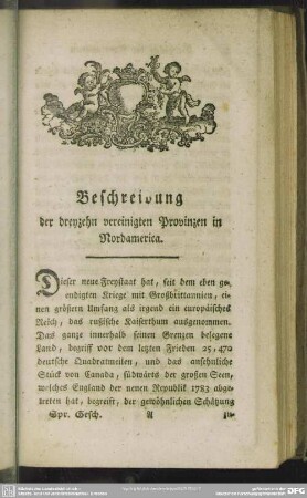 Beschreibung der dreyzehn vereinigten Provinzen in Nordamerica