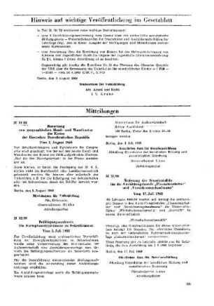 Hinweis auf wichtige Veröffentlichung im Gesetzblatt