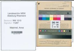 Entnazifizierung Anna Maennel , geb. 20.09.1896 (Schneiderin)