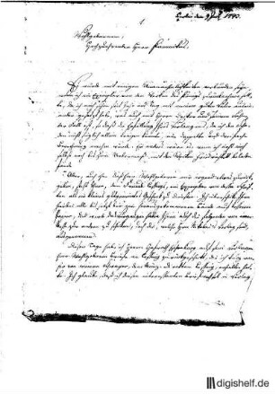 1: Brief von Christian Friedrich Voß an Johann Wilhelm Ludwig Gleim