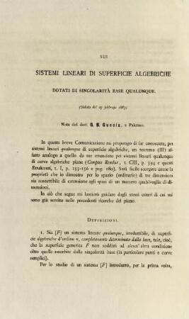 Sui sistemi lineari di superficie algebriche dotati di singolarità base qualunque.