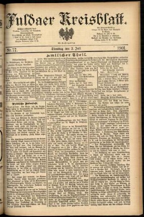 Erste Ausgabe vom Dienstag, den 02. Juli 1901.