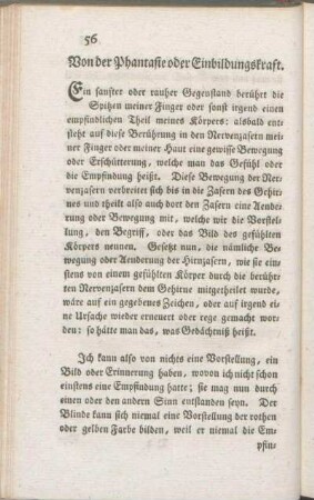 Von der Phantasie oder Einbildungskraft.