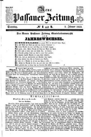 Neue Passauer Zeitung. 1853,1/6 = Jg. 6