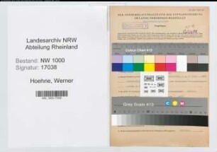 Entnazifizierung Werner Hoehne, geb. 02.07.1920 (Kaufm.Angest.)