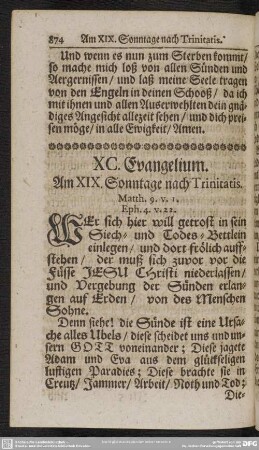 XC. Evangelium. Am XIX. Sonntage nach Trinitatis
