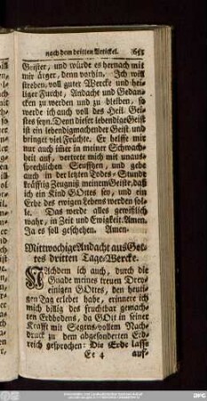 Mittwochige Andacht aus Gottes dritten Tage-Wercke.