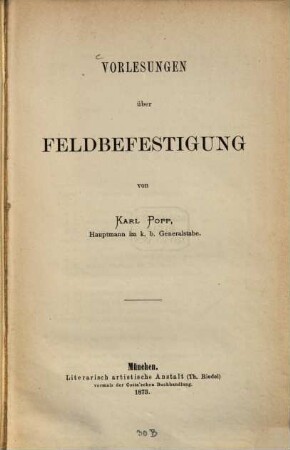 Vorlesungen über Feldbefestigung