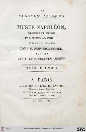 Band 1: Les monumens antiques du Musée Napoléon