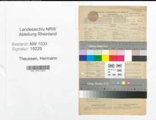 Entnazifizierung Hermann Theussen , geb. 27.05.1896 (Kapitaen)