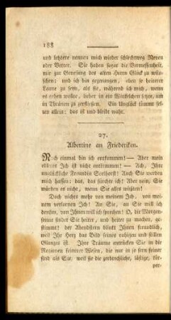 27. Albertine an Friederiken.