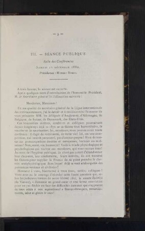 III. - Séance publique Samedi 11 Décembre 1880.
