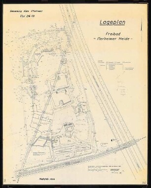 Freibad Merheimer Heide, Köln: Lageplan Vermessungskarte 1:500