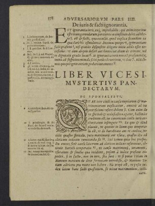 Liber vicesimustertius Pandectarum. De sponsalibus.