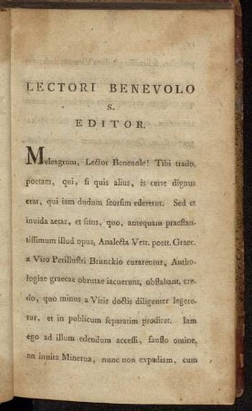 Lectori Benevolo S. Editor.