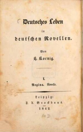 Deutsches Leben in deutschen Novellen, I