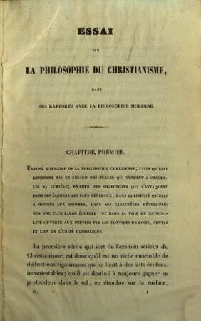 Essai sur la Philosophie du Christianisme : considérée dans ses rapports avec la philosophie moderne. 2