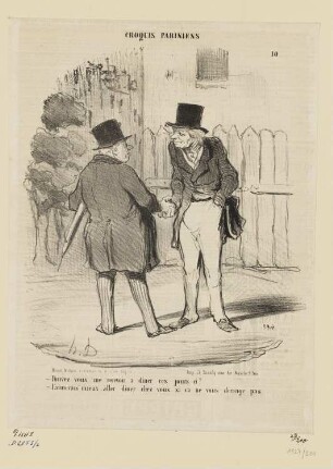 Pouvez vous me recevoir à diner..., Blatt 10 der Folge "Croquis Parisiens", in: "Le Charivari", Paris 1853