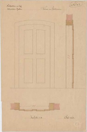 Voit, August von; München; Botanischer Garten - Souterrain - Türen (Grundriss, Schnitte)