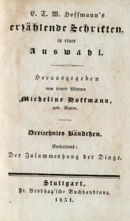Bändchen 13: Der Zusammenhang der Dinge