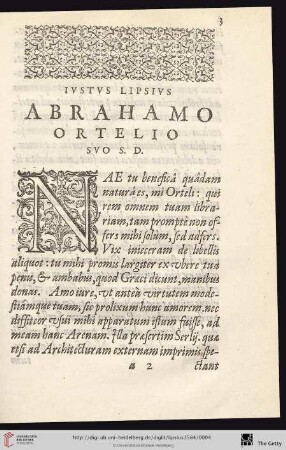Justus lipsius Abrahamo Ortelio svo S. D.