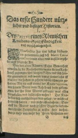 Das erste Hundert nützlicher und lustiger Historien.