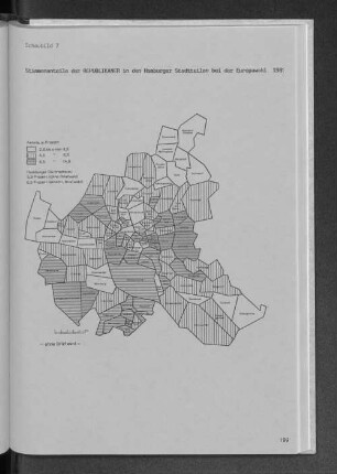 Schaubild 7 Stimmenanteile der REPUBLIKANER in den Hamburger Stadtteilen bei der Europawahl 1989