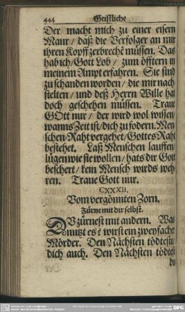 CXXXII. Vom vergönnten Zorn