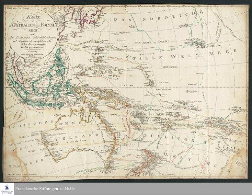 Karte von Australien oder Polynesien : nach den Zeichnungen Reisebeschreibungen und Tagebücher der vorzüglichsten Seefahrer bis 1789 entworffen im Jahr 1792
