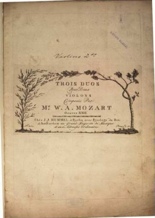Trois duos pour deux violons : oeuvre XXII