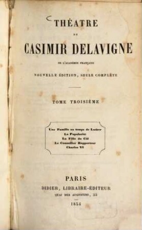 Oeuvres complètes de Casimir Delavigne, 3. Théatre de Casimir Delavigne ; 3