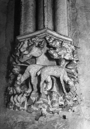 Konsole mit Tierfigurenpaar : Konsole mit Tierfigurenpaar (1351/1400). Judendorf-Straßengel, Wallfahrtskirche Sankt Maria