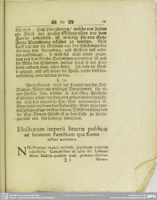 Electorum imperii litterae publicae ad summum Pontificem quae Romae exstant authenticae