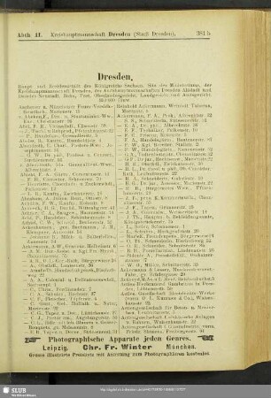Abtheilung II. Kreishauptmannschaft Dresden. Dresden