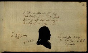 Chr. Kausler, B. R. B. aus Franken (Silhouette). Tübingen, 11.08.1782.
