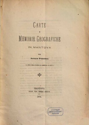 Carte e memorie geografiche in Mantova