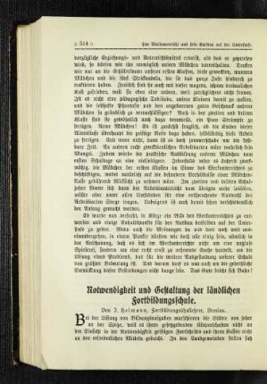 Notwendigkeit und Gestaltung der ländlichen Fortbildungsschule