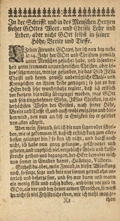 In der Schrifft und in des Menschen Hertzen stehet Gottes Wort, ...