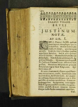 Isaaci Vossii Brves ad Justinum Notae.