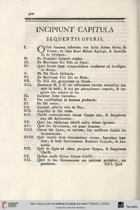 Incipiunt capitula sequentis Operis