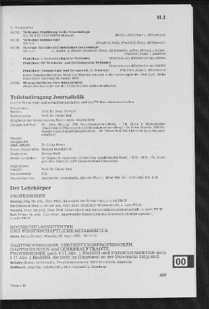 Teilstudiengang Journalistik