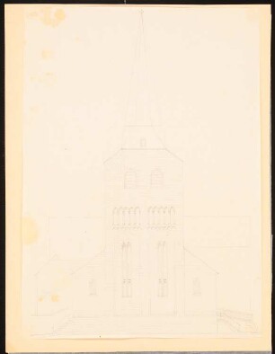 St. Adalbert, Aachen: Aufriss der Fassade des Westturmes