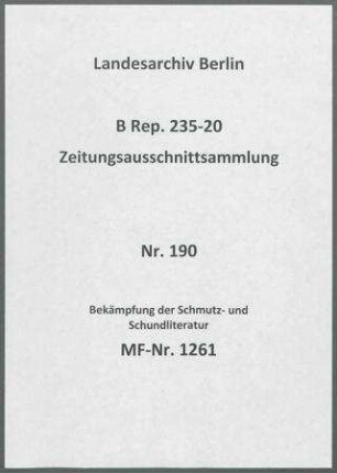 Bekämpfung der Schmutz- und Schundliteratur