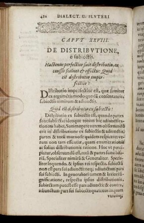 Caput XXVIII. De Distributione, e subiectis.