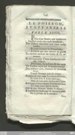 Le Poisson, Et Les Arbres. Fable XXVII.