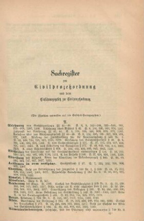 Sachregister zur Civilprozeßordnung und dem Einführungsgesetz zur Civilprozeßordnung