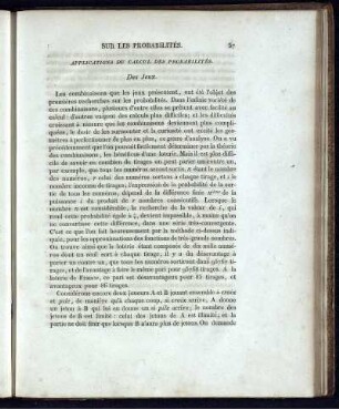 Applications du calcul des Probabilités.